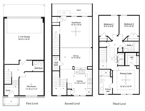 four different floor plans of a house with different layouts